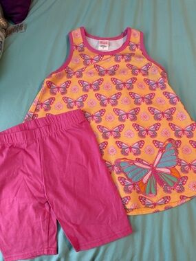 Unbranded Girls' Pink & Yellow Butterfly Matching Set